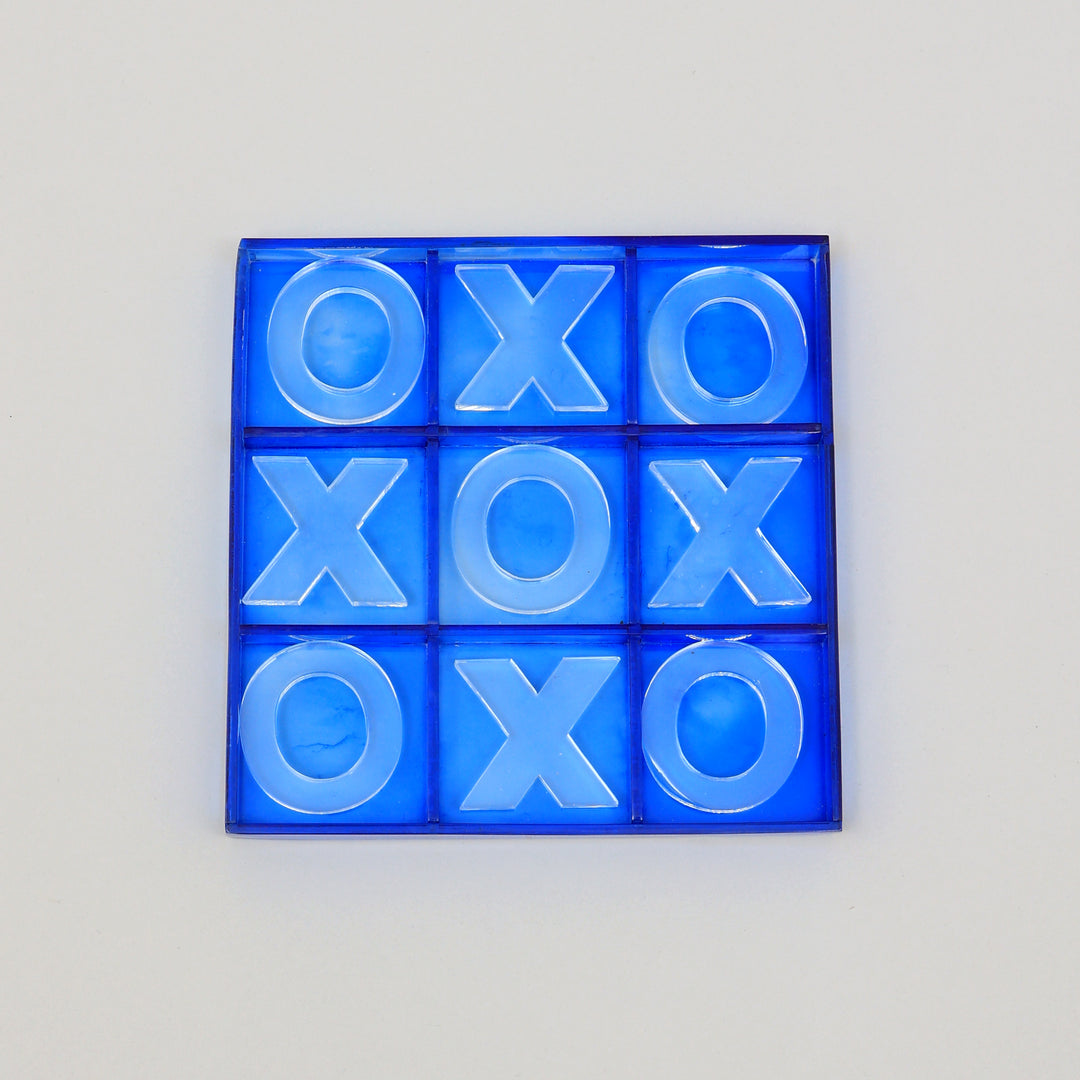 Decorative Acraylic Tik Tac Toe Elegant Blue and Transparent Accent Piece