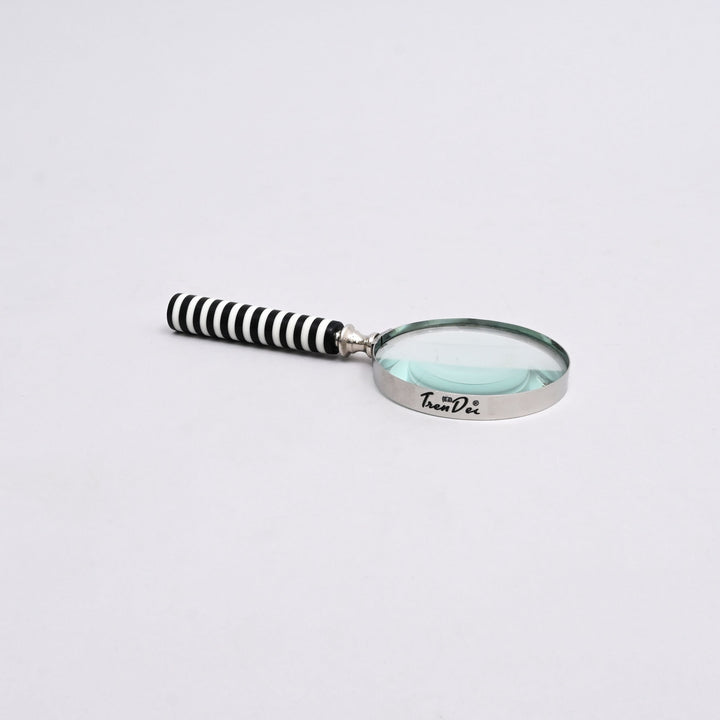Decorative Stone Handle Magnifier Black l white lines Accent Piece