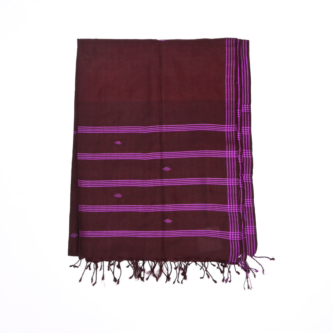 Artisan Handloom Burgundy and Magenta Stole with Symbolic Weave