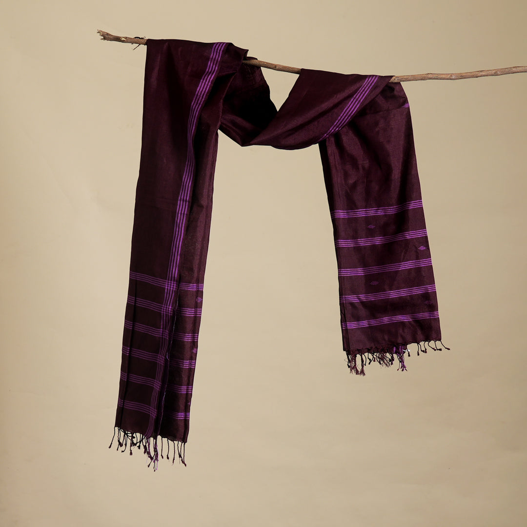Artisan Handloom Burgundy and Magenta Stole with Symbolic Weave