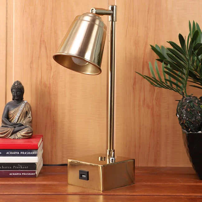 Modern Adjustable Study Table Lamp with USB Charging | Metal Finish