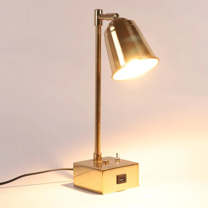 Modern Adjustable Study Table Lamp with USB Charging | Metal Finish