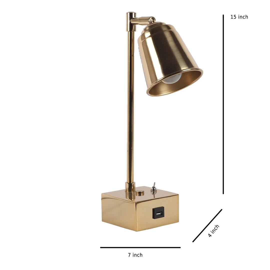 Modern Adjustable Study Table Lamp with USB Charging | Metal Finish