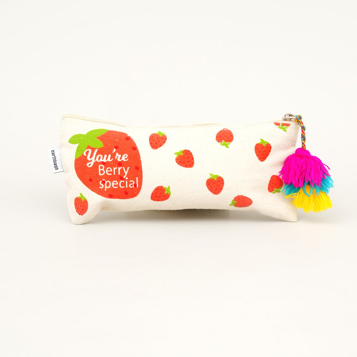 Strawberry Print Tassel Pencil Pouch, View 2