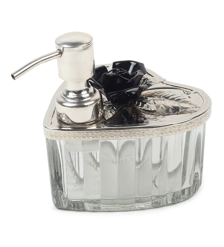 Petal Eclat Soap Dispenser with Floral Bloom Accent Black view 5
