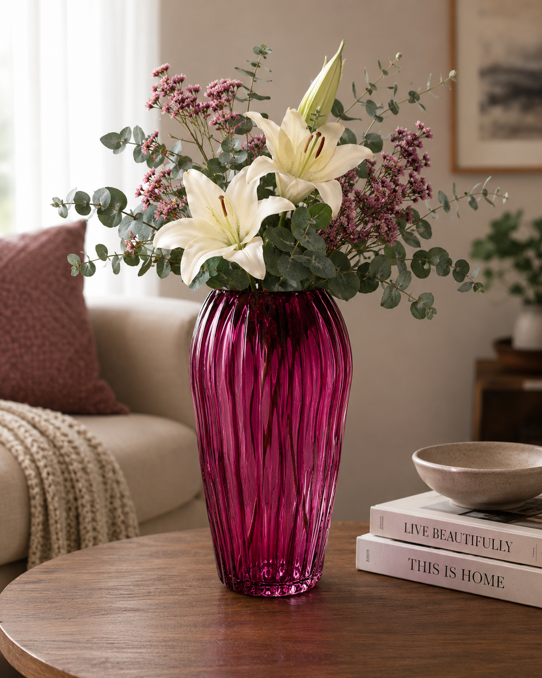 Glass Flower Vase, Rose