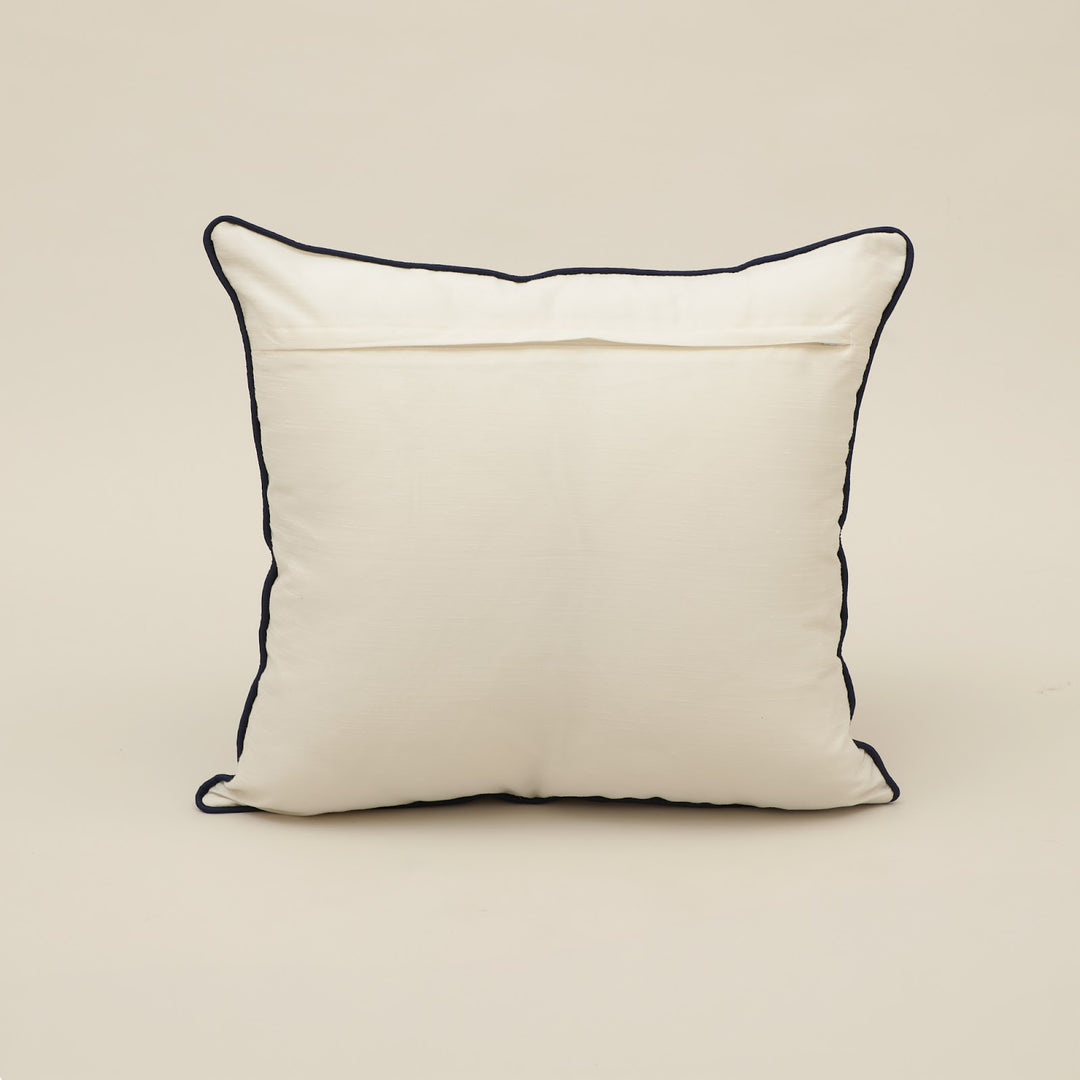 Blue Abstract Wave Embroidered Cushion Cover, View 3