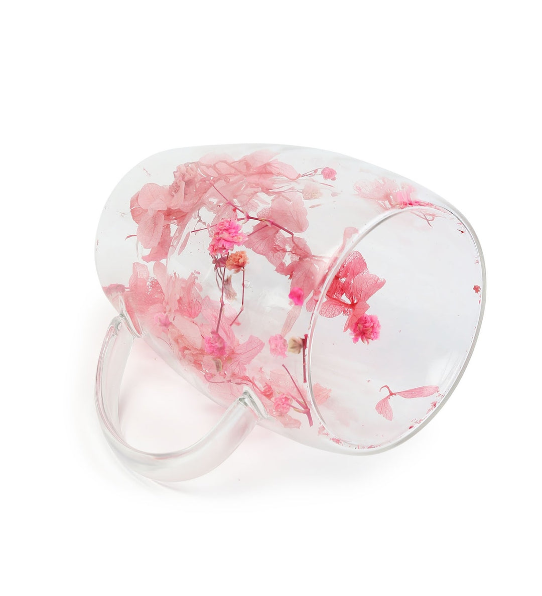Dahlia Pressed Flower Glass Coffee Mug Pink view 6
