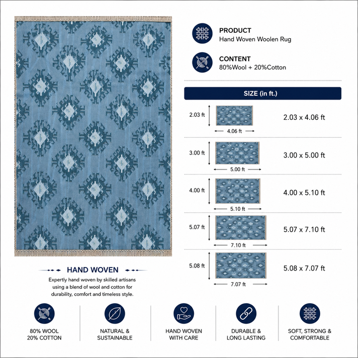 Expobazaar handwoven wool patch kilim rug VCD-10050