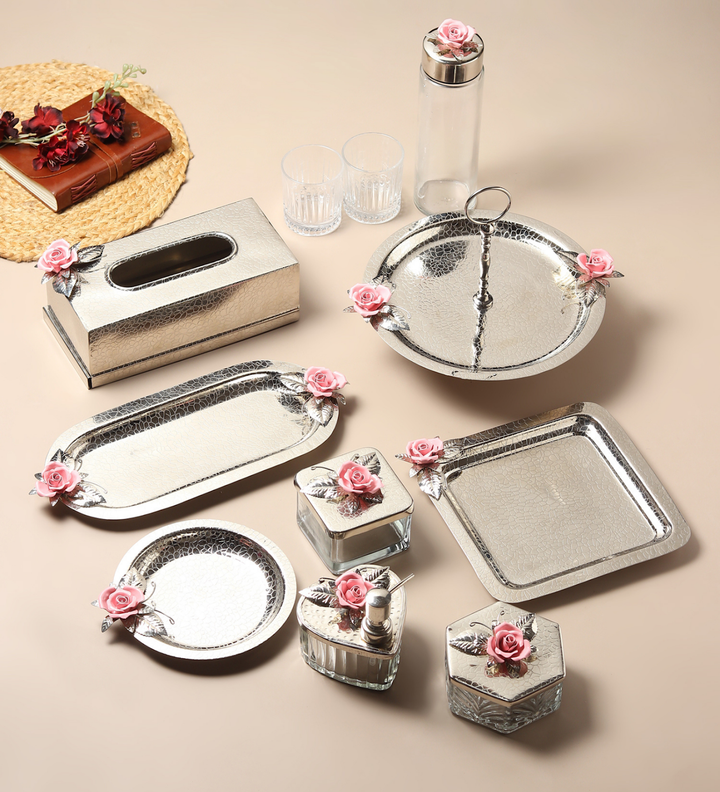 Petal Eclat Oval Stainless Steel Serving Tray Pink view 7