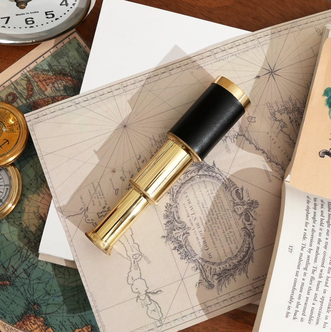 Antique Brass Telescope in Box Nautical Explorer Decor
