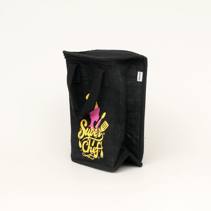 Insulated Jute Lunch Bag, Super Chef Print, View 4