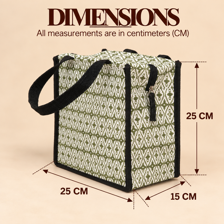 Express Jute Lunch Bag, Black and White Print, View 5
