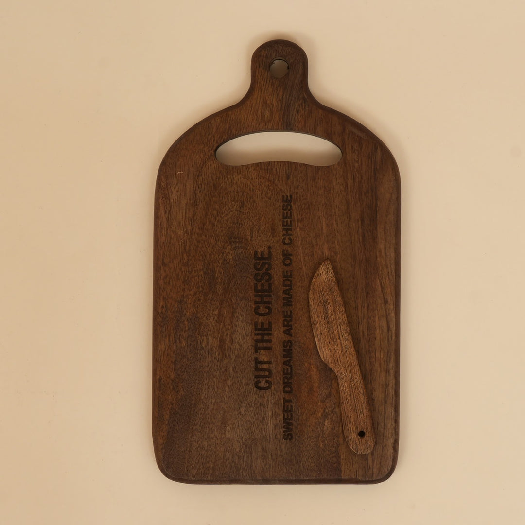 Mini mango wood cheese board with knife
