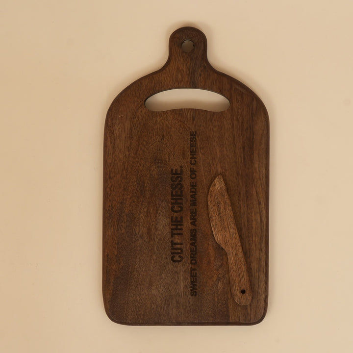 Mini mango wood cheese board with knife