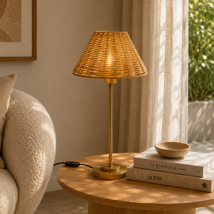 Rattan Table Lamp for Living Room & Bedroom