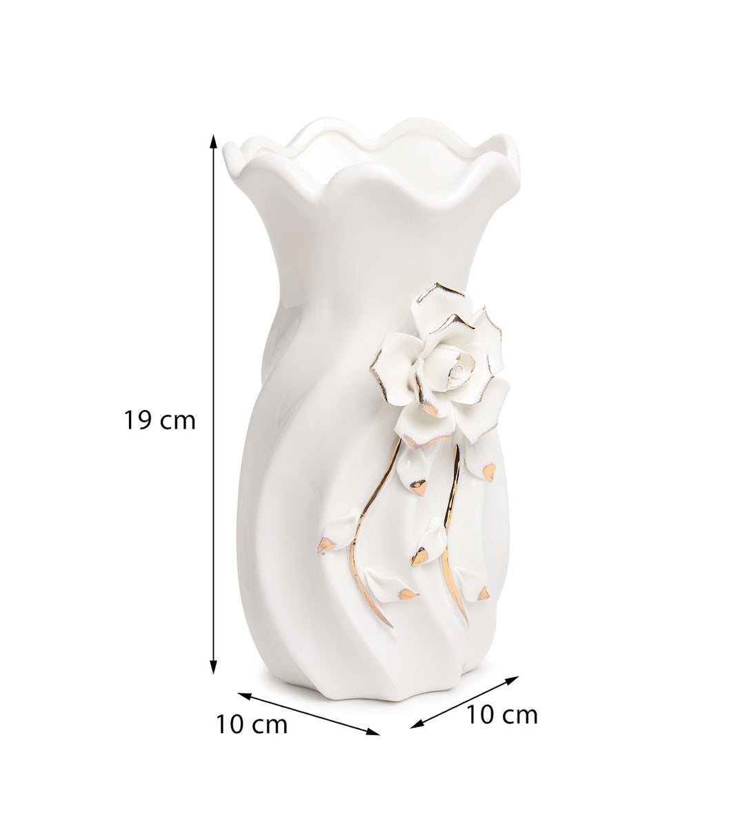 Odile Fleur Rose Porcelain Vase with Gold Edge view 3