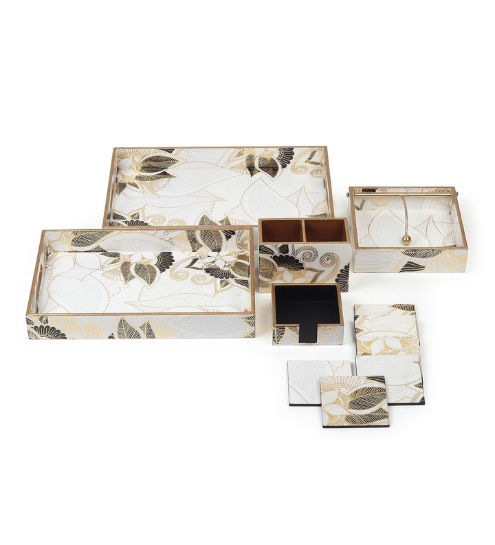 Ivory Noir Bloom Kitchen Set with Trays and Cutlery Stand view 6