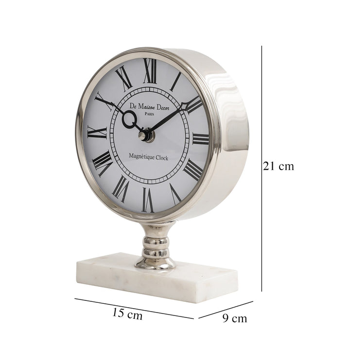 Expobazaar Seraphic Marble Timepiece In Silver Clock