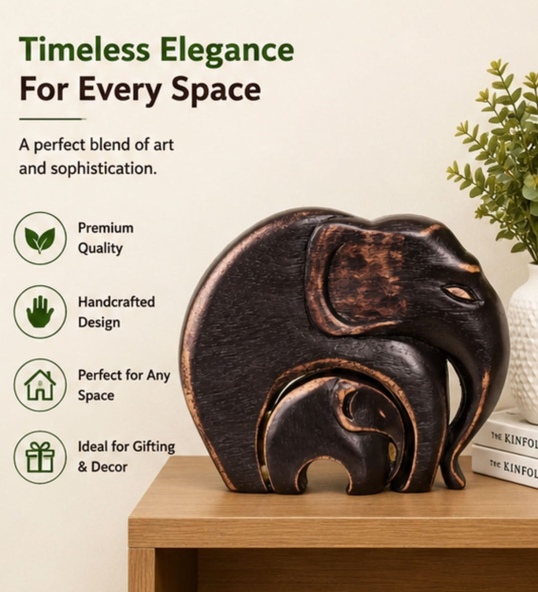 Expobazaar Elegant Elephant Family Resin Sculpture for Home Decor