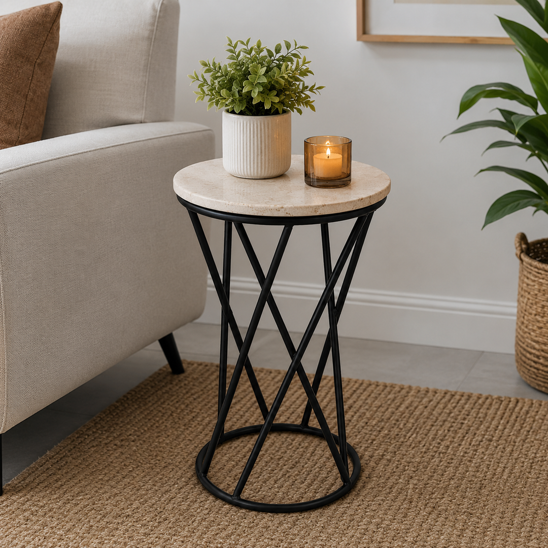 Expobazaar Iron & Marble Plant Stand Table