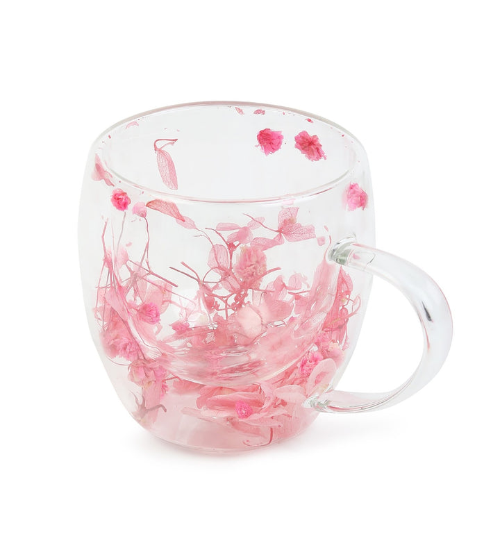 Dahlia Pressed Flower Glass Mug Small Pink view 5