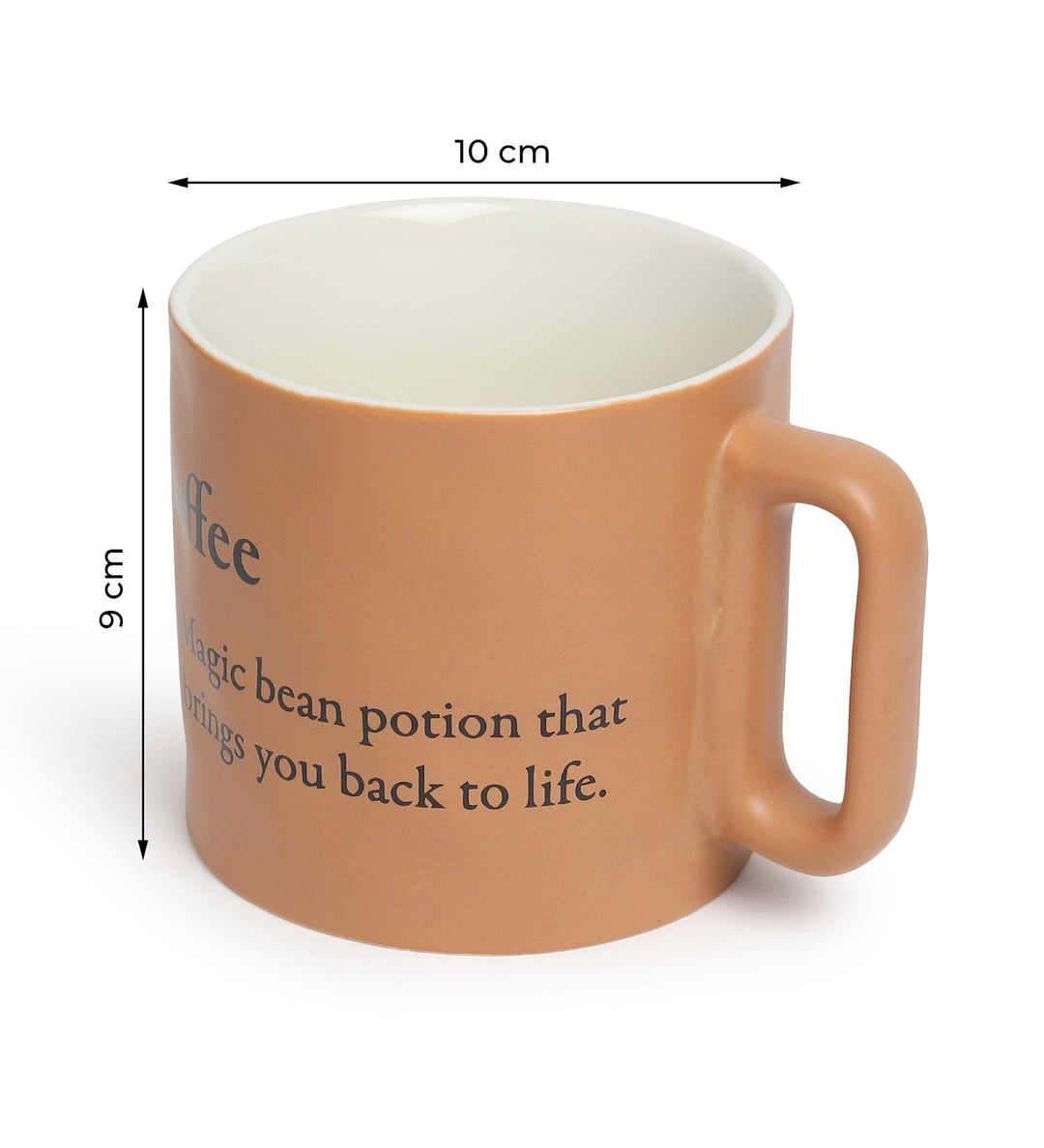 Quip Ceramic Coffee Mug with Playful Inscription Beige view 3