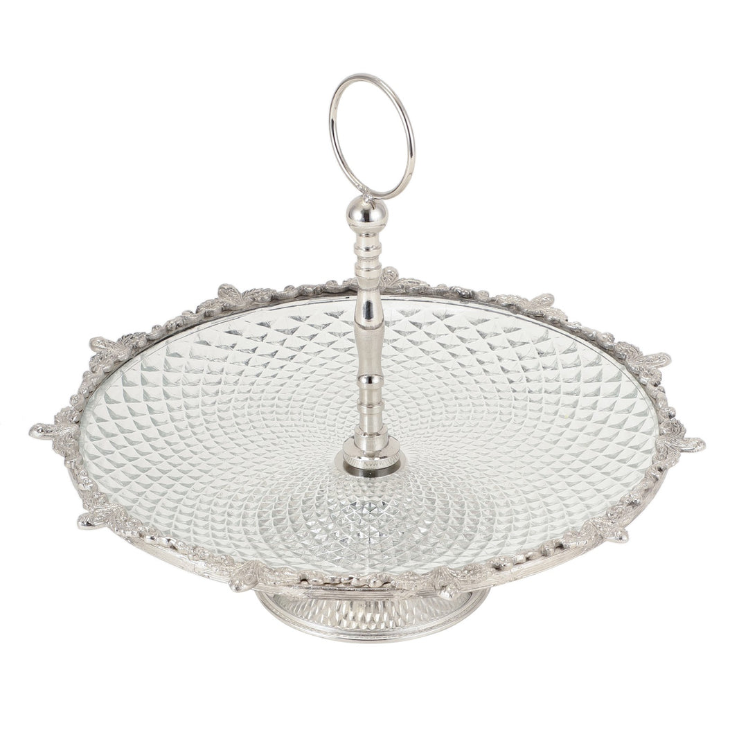 Expobazaar Crystal Spike Cake Stand In Silver