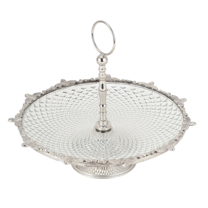 Expobazaar Crystal Spike Cake Stand In Silver