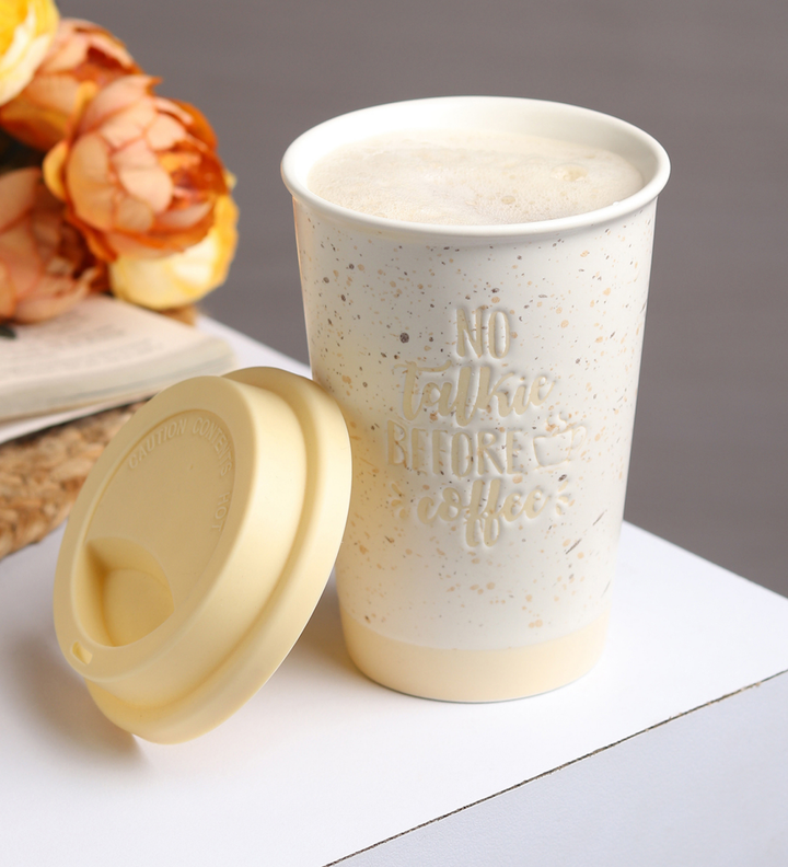 Coffee First Terrazzo Ceramic Coffee Mug Yellow view 2