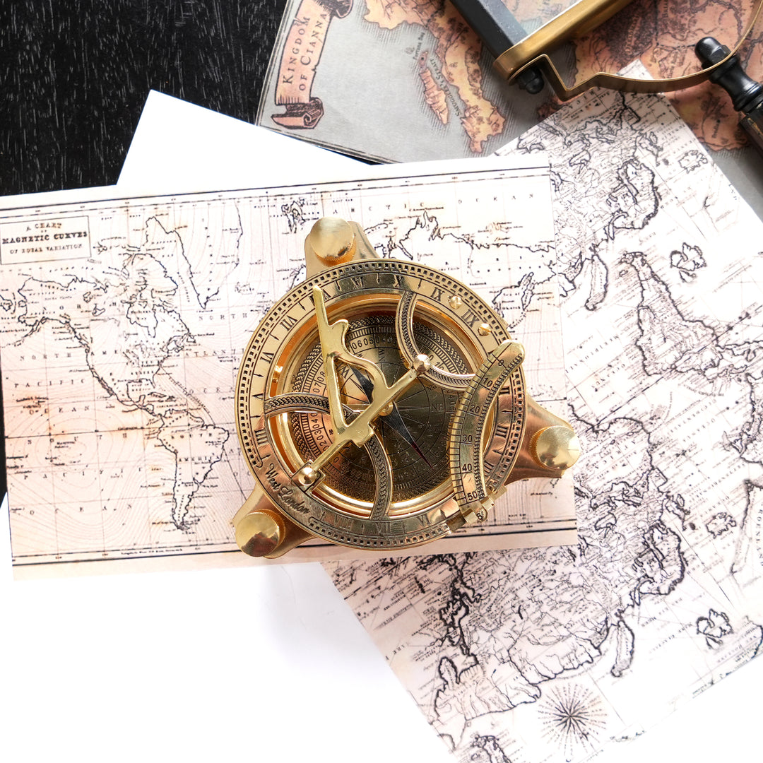 Decorative Brass Compass Elegant Golden Accent Piece
