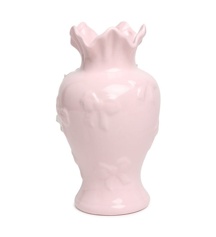 Elodie Fleur Ruffled Rim Porcelain Vase with Gold Detail Pink view 6