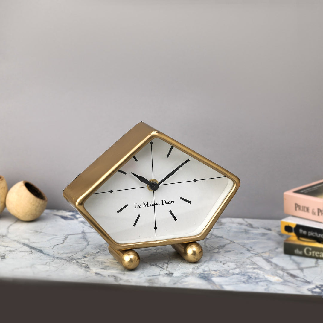 Expobazaar Penta Gold Aluminium Table clock
