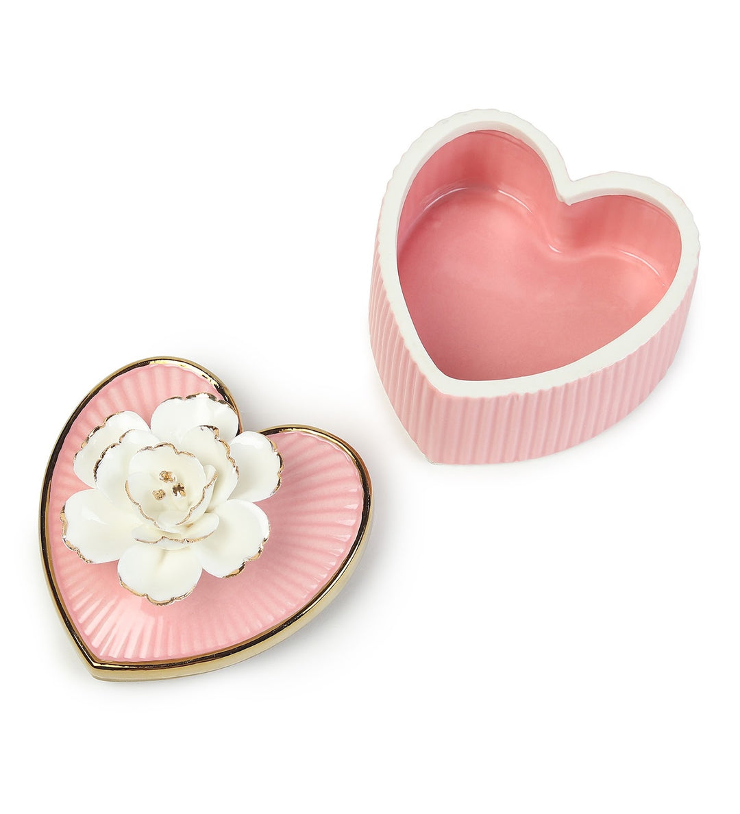 Lovebloom Heart Porcelain Trinket Box with Gold Edge view 6