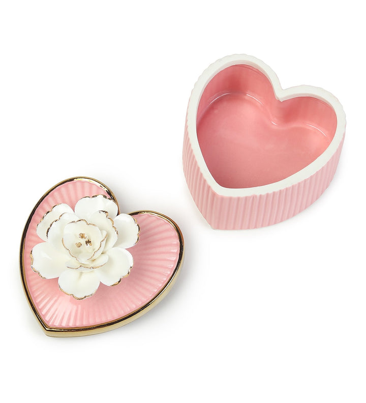 Lovebloom Heart Porcelain Trinket Box with Gold Edge view 6