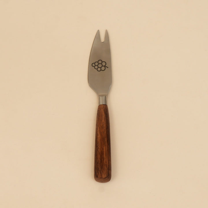 Etched steel and wood cheese knife set