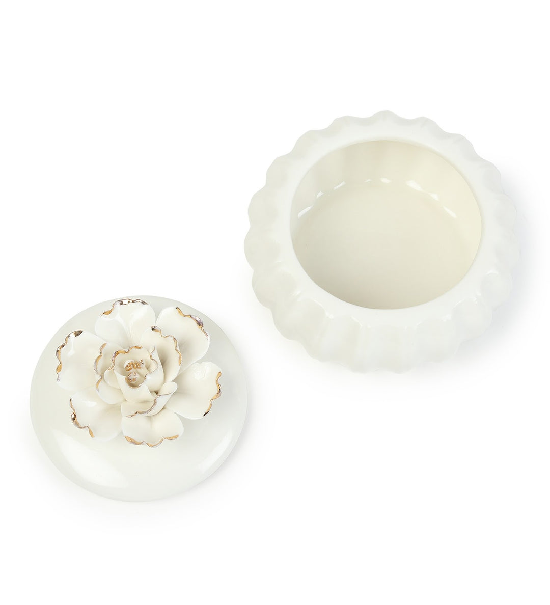 Ivory Blossom Sculpted Porcelain Trinket Box view 6