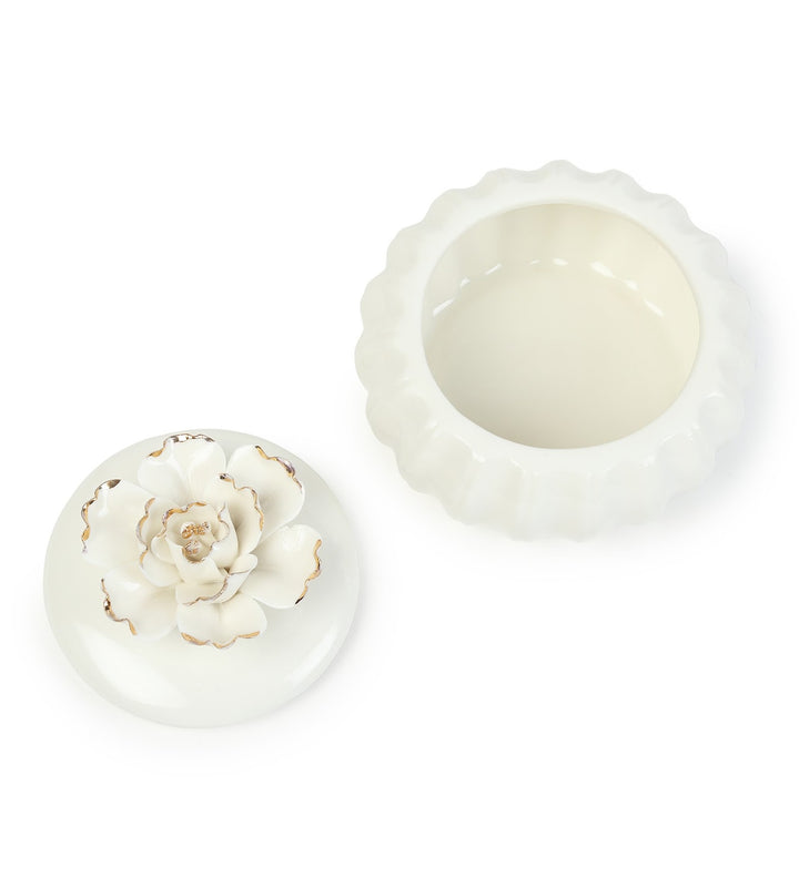 Ivory Blossom Sculpted Porcelain Trinket Box view 6