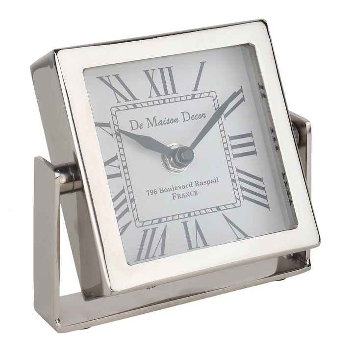 Expobazaar Time's Canvas ( Medium ) Silver Iron Table Clock