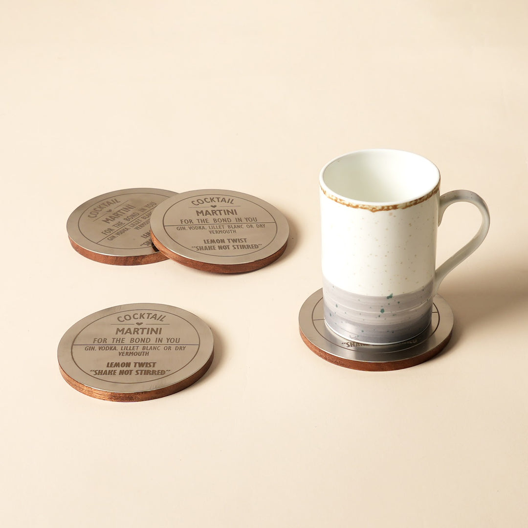 Metal and wood cocktail coasters
