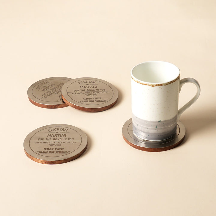 Metal and wood cocktail coasters