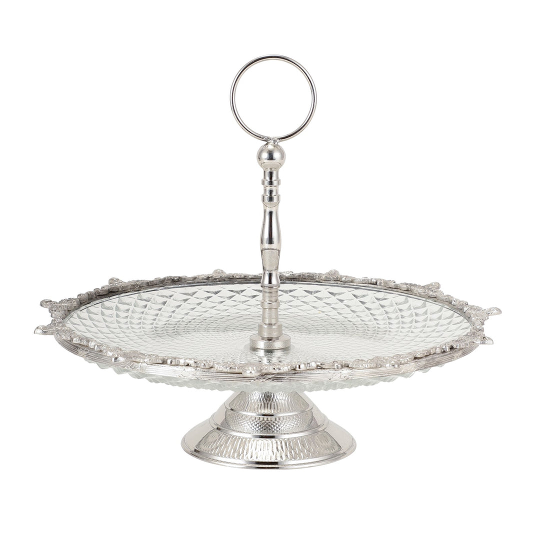 Expobazaar Crystal Spike Cake Stand In Silver