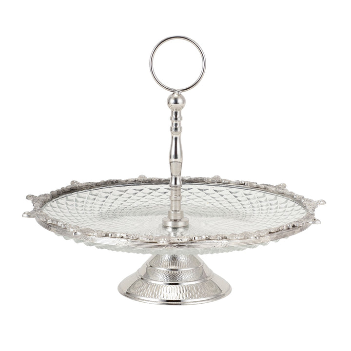 Expobazaar Crystal Spike Cake Stand In Silver