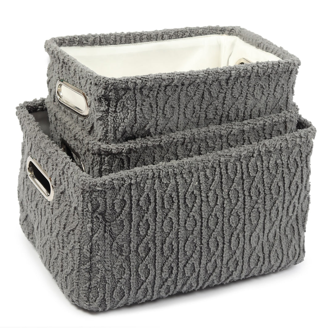 Expobazaar Warm Whirl Ash Grey Basket Set Of 3