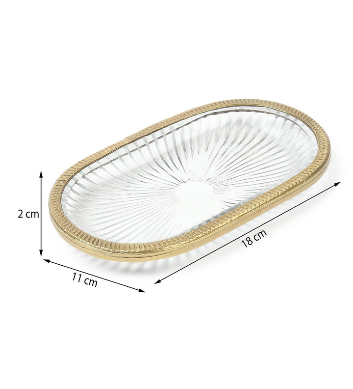 Solara Textured Trinket Tray with Metallic Rim view 3