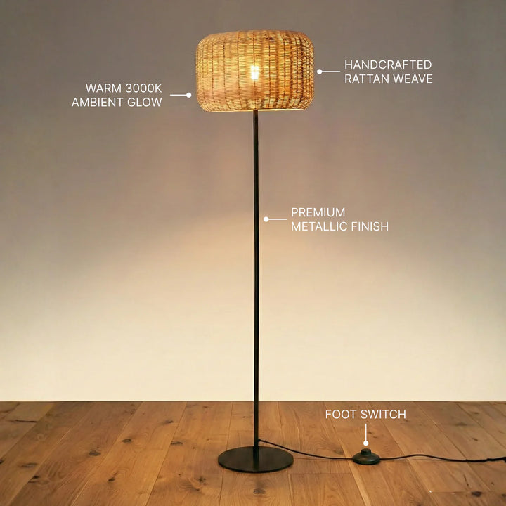 Expobazaar Bird's Nest Rattan Floor Lamp