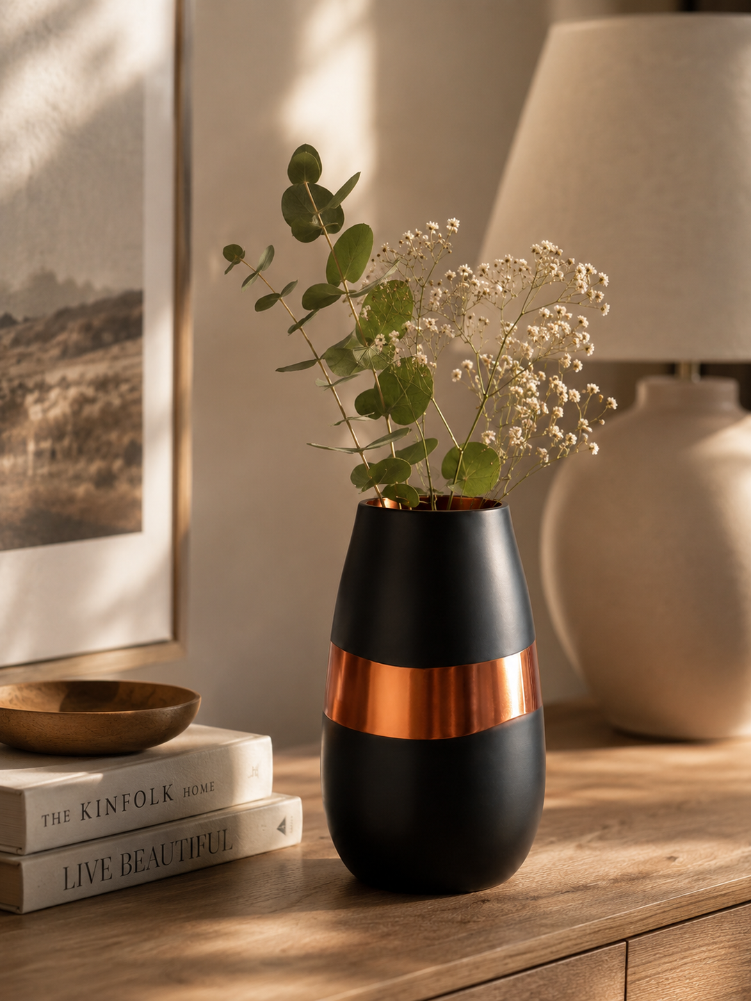 Glass Flower Vase, Black
