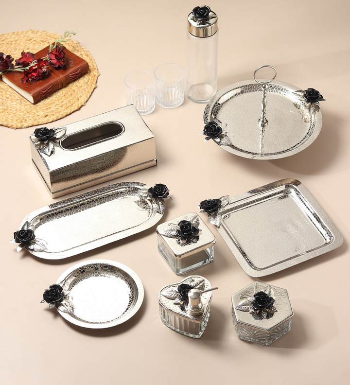 Petal Eclat Oval Stainless Steel Serving Tray Black view 8