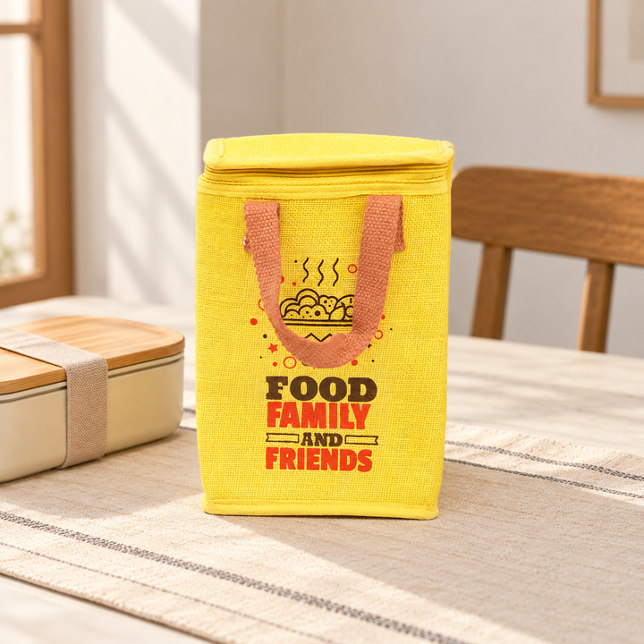 Insulated Jute Lunch Bag, Family and Friends, View 5