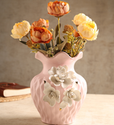 Elodie Fleur Blue Porcelain Vase Wide with Gold Detail view 1